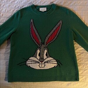 Gucci Green Sweater with Bugs Bunny Motif